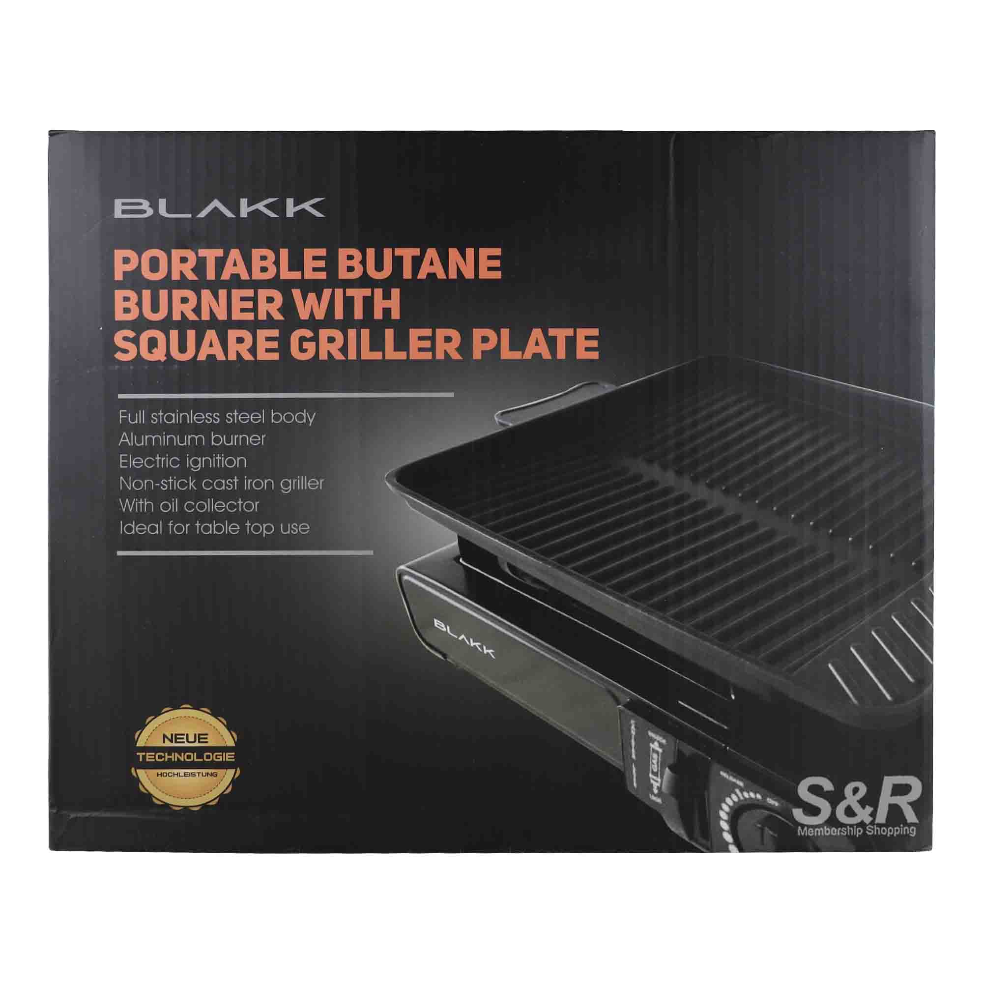 Blakk Portable Butane Burner With Square Griller Plate KBBGG-BLK Blakk Portable Butane Burner With Square Griller Plate KBBGG-BLK